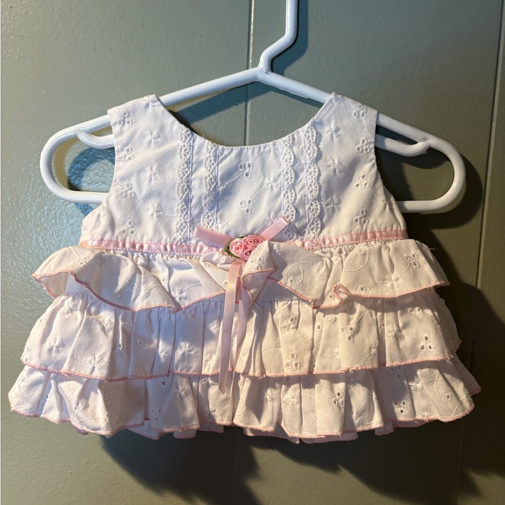 Pink and White Ruffled Kids Casual Dress